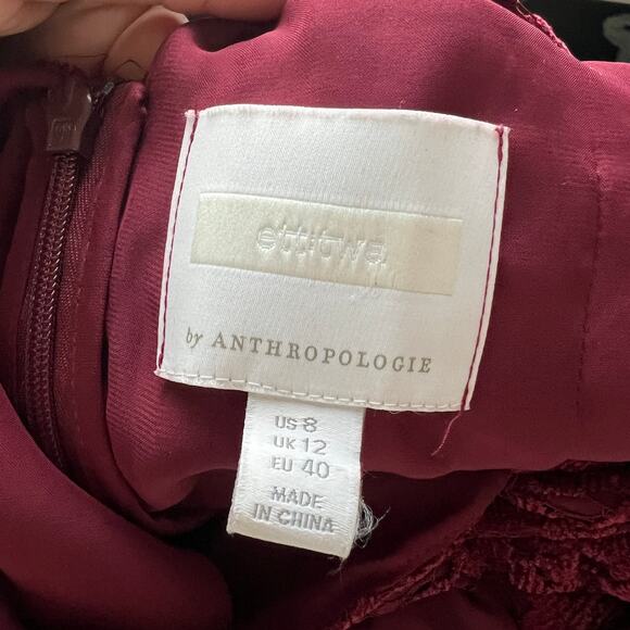 Anthropologie Aida Burgundy Lace Halter Jumpsuit Size 8 - Picture 7 of 8